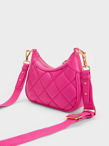 Mini Alcott Scarf Handle Quilted Bag, Fuchsia, hi-res