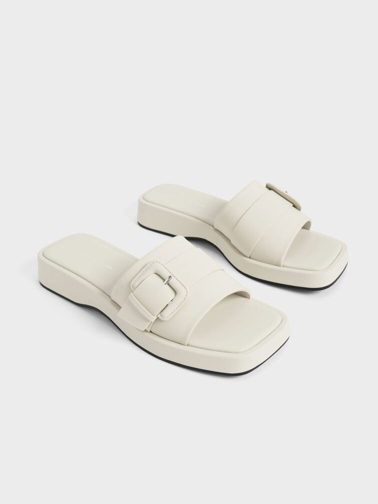 Buckled Platform Sandals, Chalk, hi-res