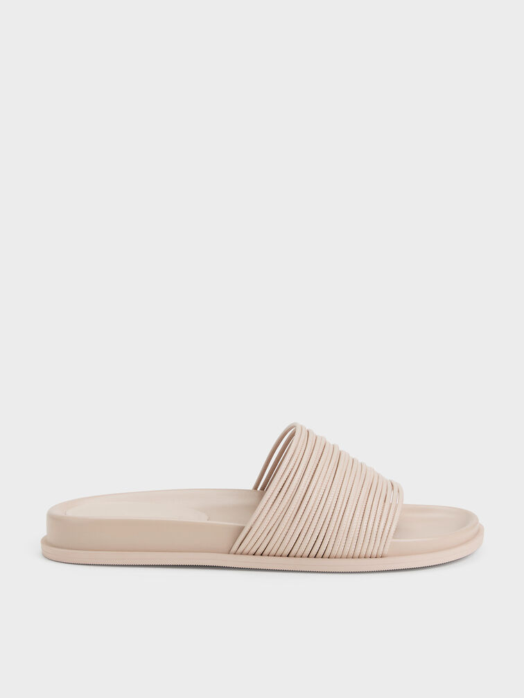 Fianna Strappy Slide Sandals, Beige, hi-res