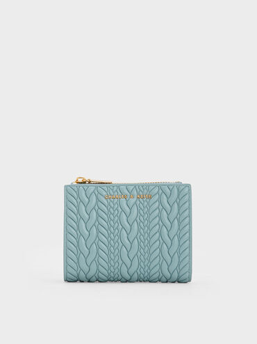 Apolline Textured Top-Zip Wallet, Slate Blue, hi-res