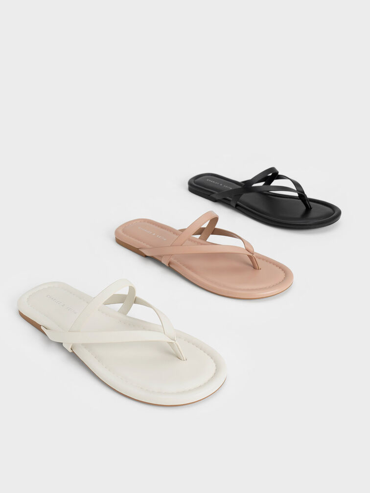 Strappy Thong Sandals, Nude, hi-res