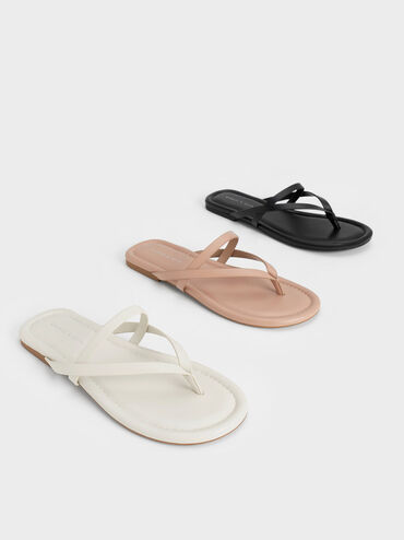 Strappy Thong Sandals, Nude, hi-res