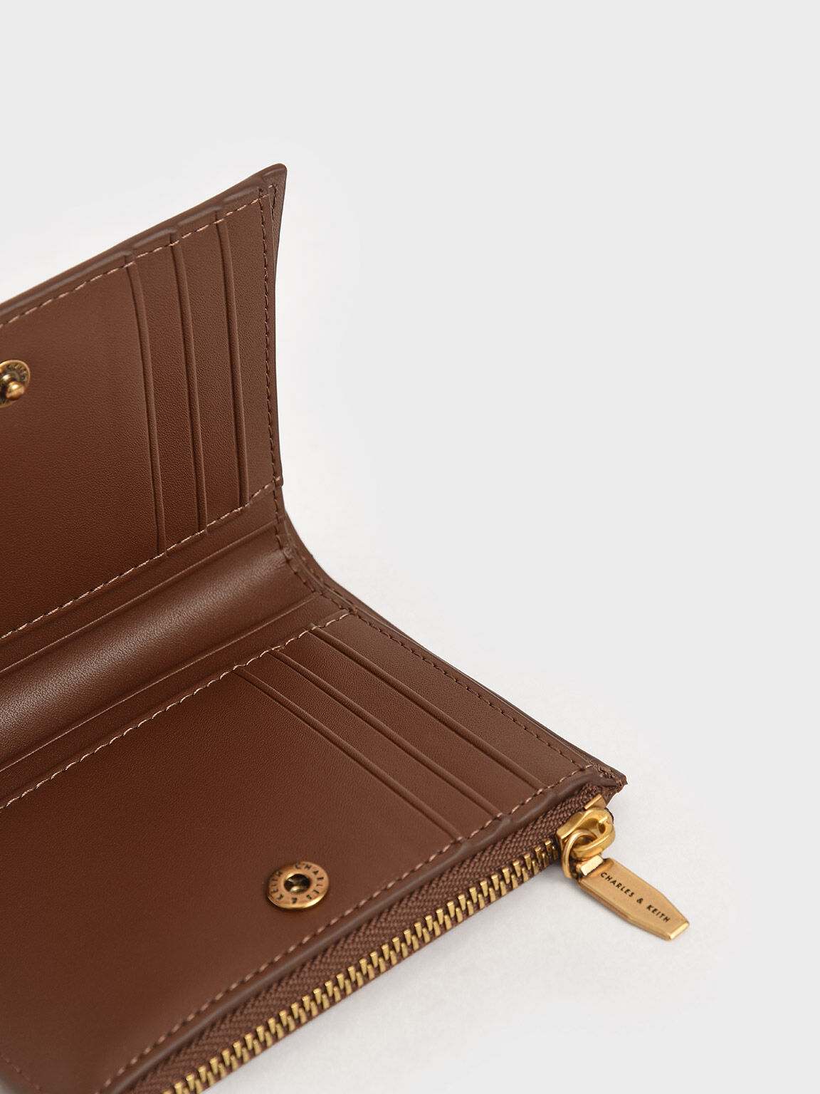 Chocolate Mini Top Zip Small Wallet CHARLES KEITH IN