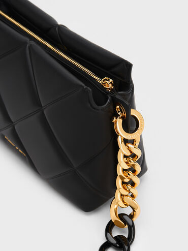 Danika Chunky Chain Padded Bag, Black, hi-res