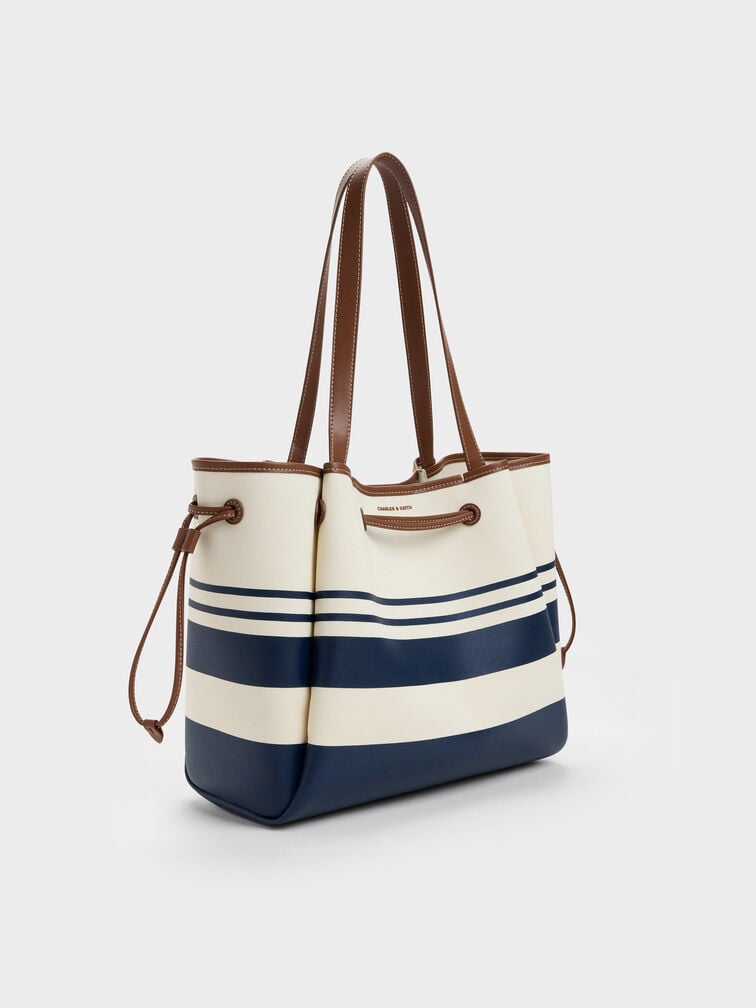 Hanya Canvas Striped Drawstring Tote Bag, Multi, hi-res