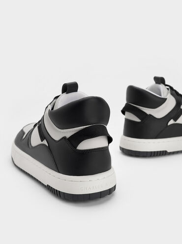 Two-Tone High-Top Platform Sneakers, Black, hi-res