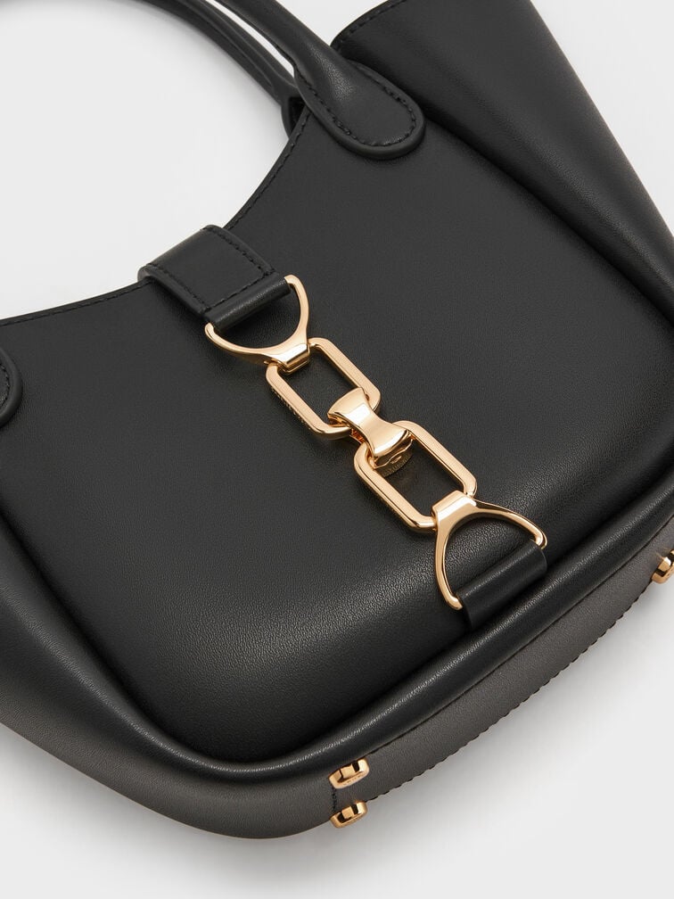 Agatha Chain-Accent Tote Bag, Black, hi-res