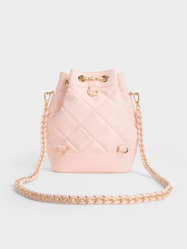 Julia Quilted Two-Way Bucket Bag, Light Pink, hi-res