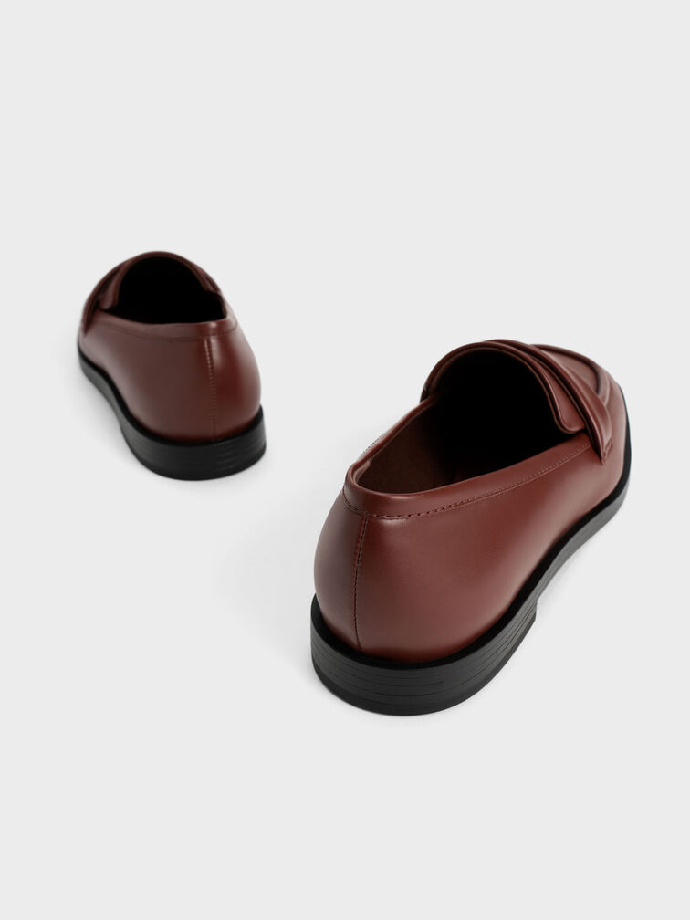 Square-Toe Penny Loafers, Brick, hi-res