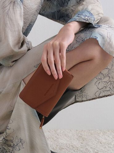Stitch Trim Envelope Wallet, Chocolate, hi-res