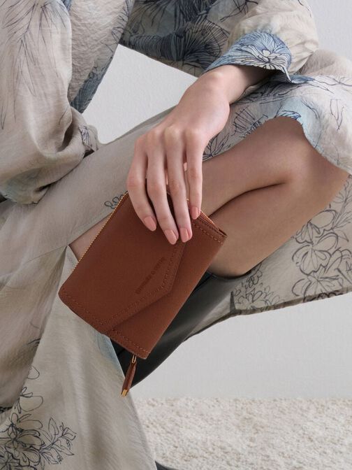 Stitch Trim Envelope Wallet, Chocolate, hi-res
