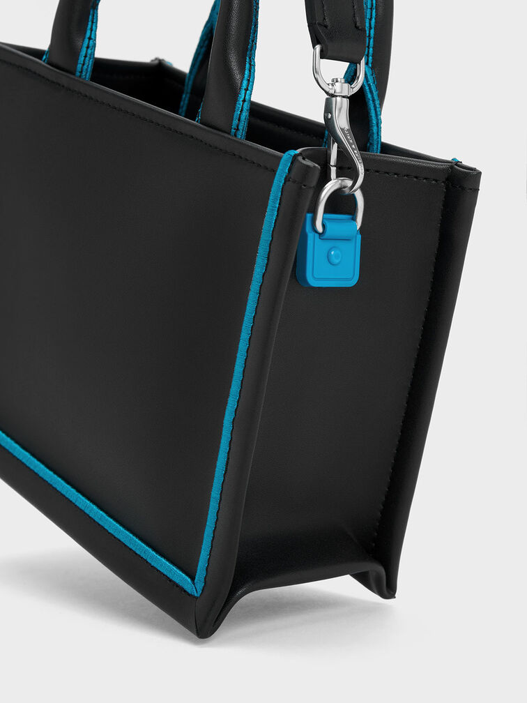 Mini Jump Contrast-Trim Tote Bag, Black, hi-res