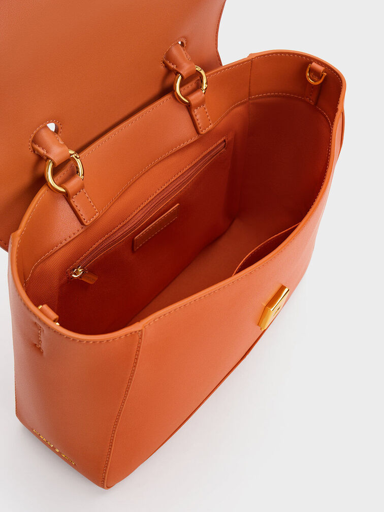 Arley Canvas Scarf-Wrapped Top Handle Bag, Orange, hi-res