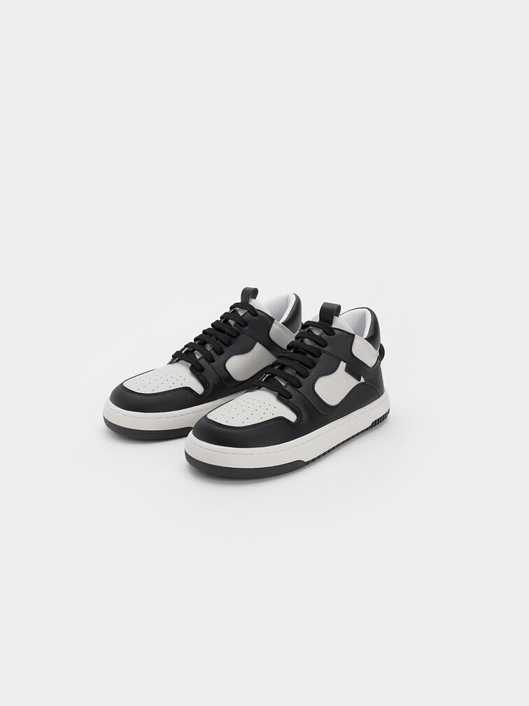 Two-Tone High-Top Platform Sneakers, Black, hi-res