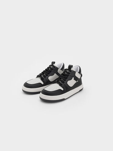 Two-Tone High-Top Platform Sneakers, Black, hi-res