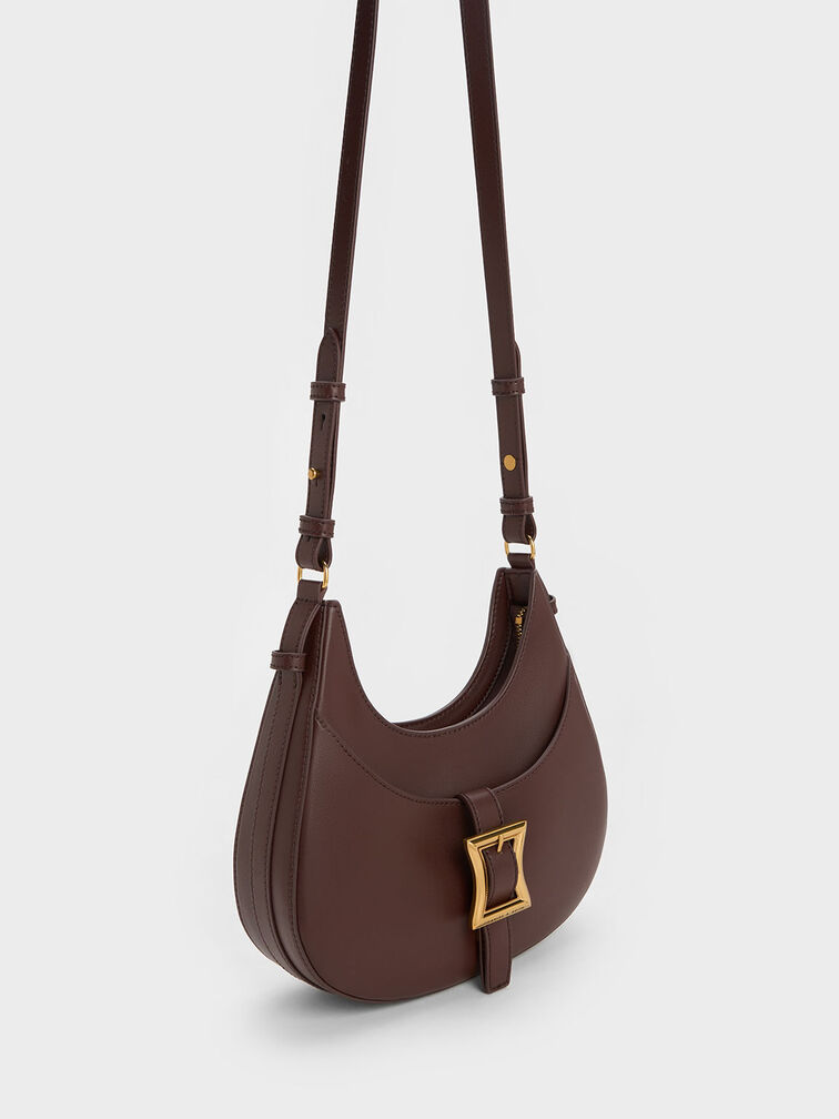 Xanthe Hobo Bag, Dark Brown, hi-res