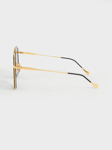 Recycled Acetate Butterfly Sunglasses, Black, hi-res