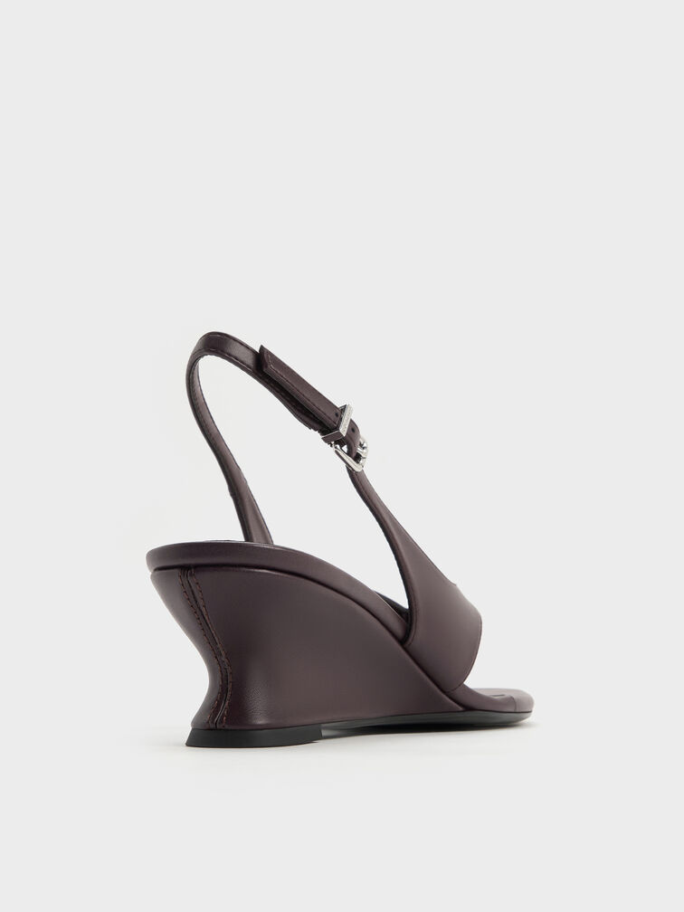 Slingback Thong Wedges, Burgundy, hi-res