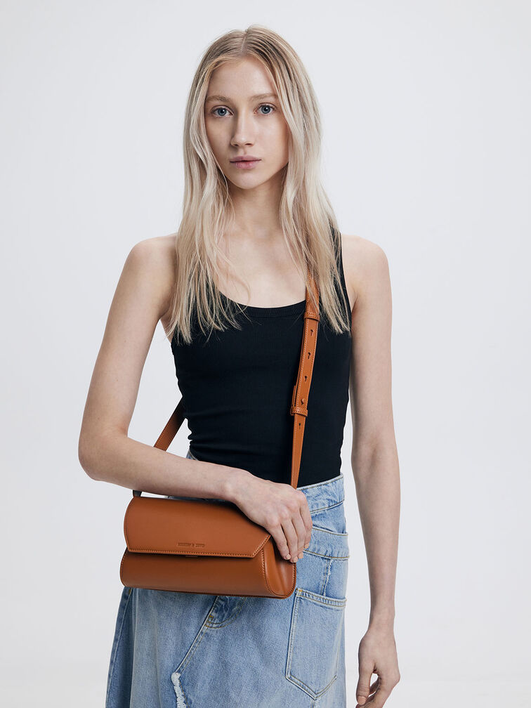 Cassiopeia Front Flap Shoulder Bag, Tan, hi-res