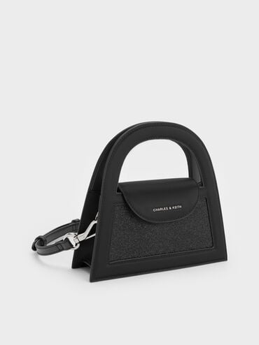 Este Glittered Top Handle Bag, Noir, hi-res