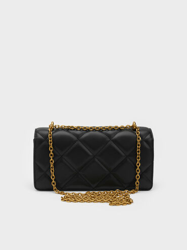 Paffuto Quilted Wallet On Chain, Black, hi-res