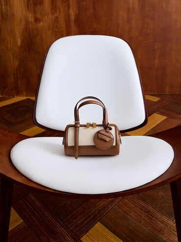 Enola Canvas Two-Tone Bowling Bag, Chocolate, hi-res