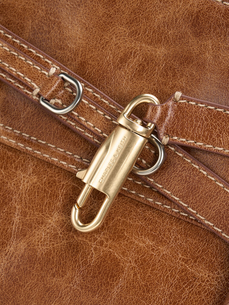 Delfina Belted Tote Bag, Distressed Tan, hi-res