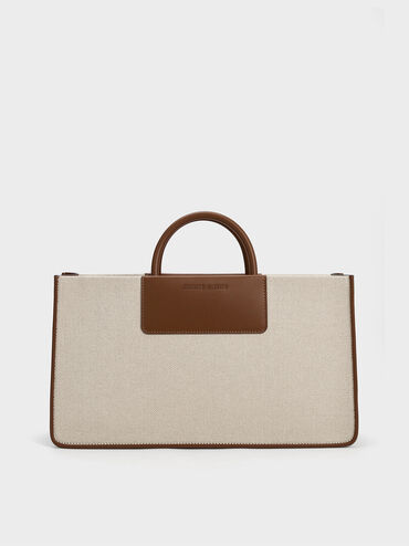 Astra Canvas Tote Bag, Chocolate, hi-res