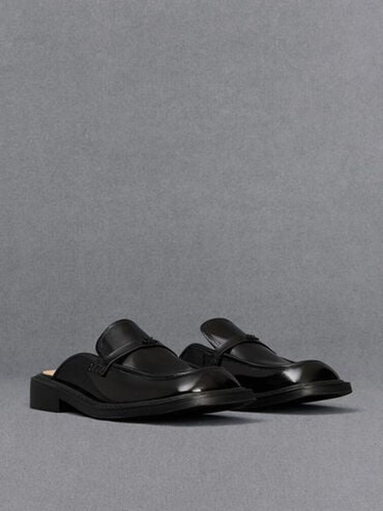 Tahlia Leather Loafer Mules, Black Box, hi-res