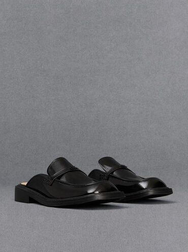 Tahlia Leather Loafer Mules, Black Box, hi-res