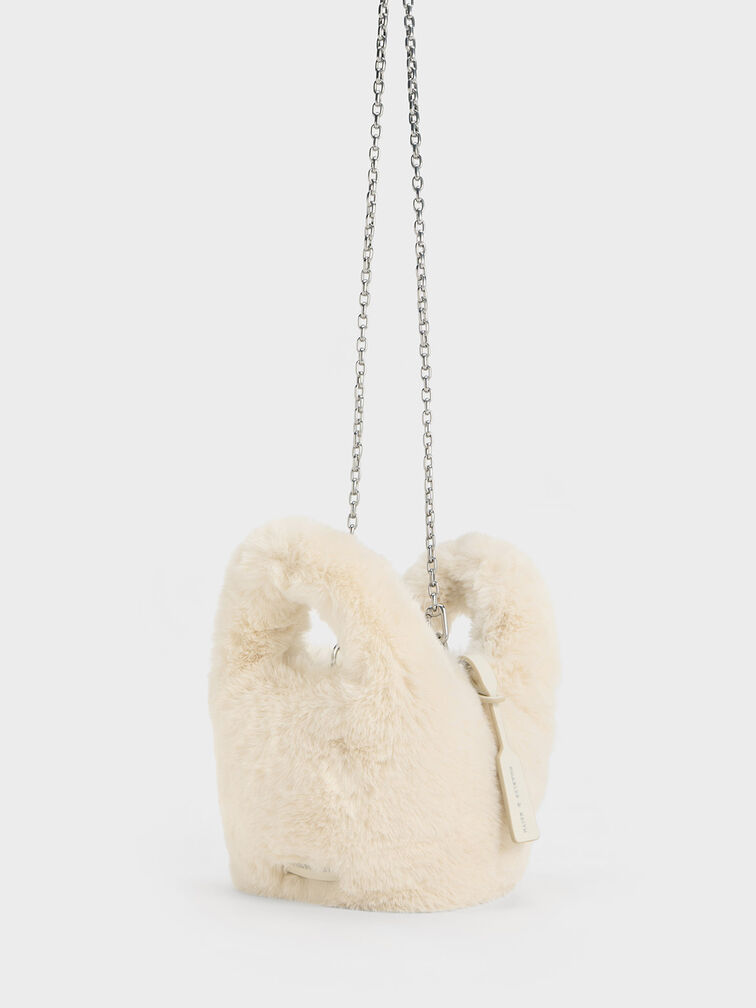 Yama Furry Chain-Handle Bag, Cream, hi-res