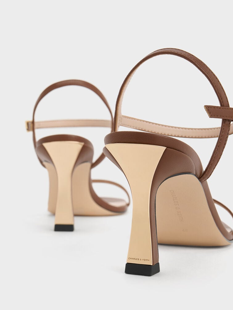 Square-Toe Heeled Sandals, Cognac, hi-res