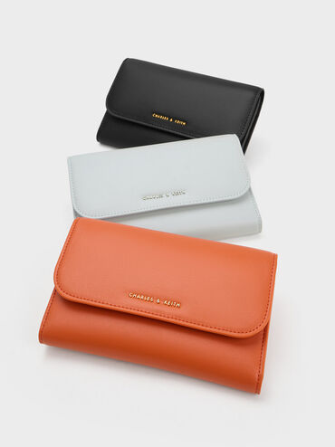 Front Flap Long Wallet, Light Grey, hi-res
