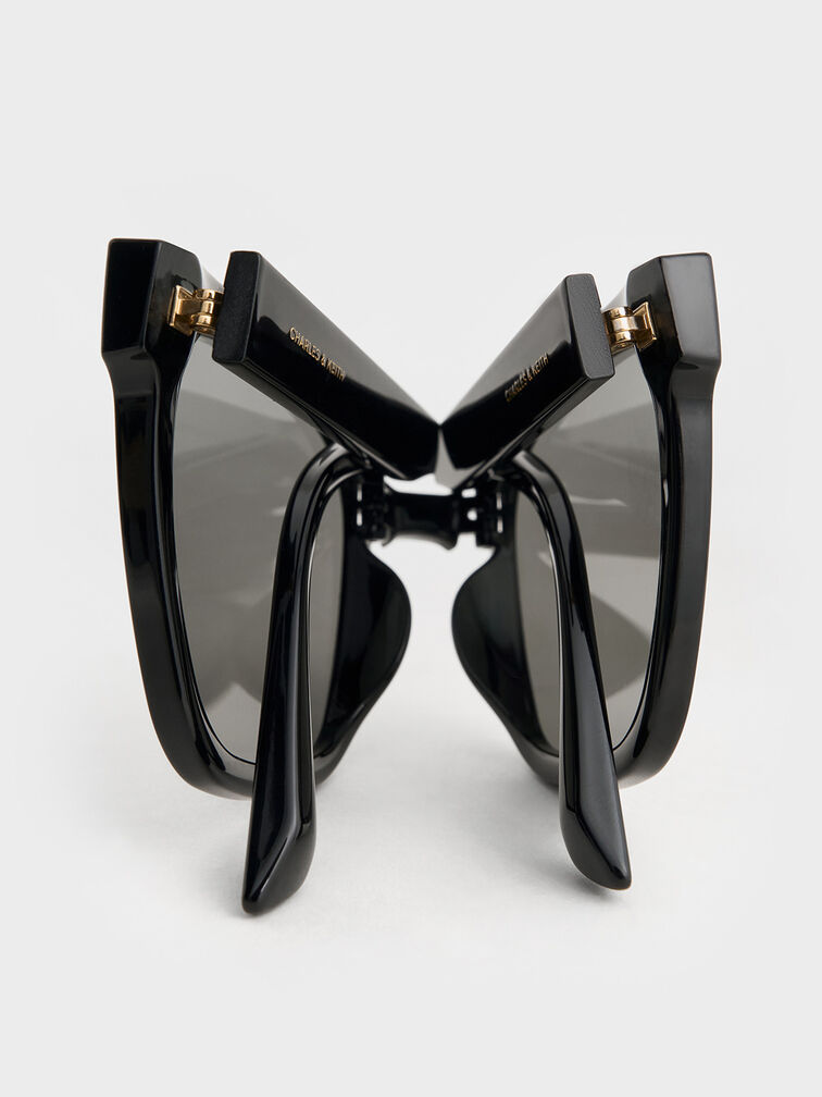 Brea Foldable Sunglasses, Black, hi-res