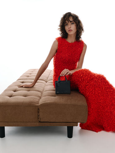 Mini Albany Leather Crystal-Embellished Knot-Bow Bag, Black, hi-res