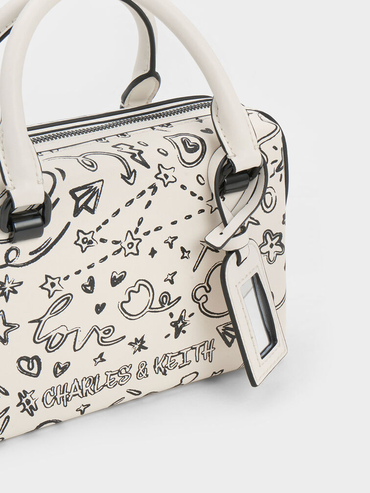Cordele Printed Bowling Bag, Cream, hi-res