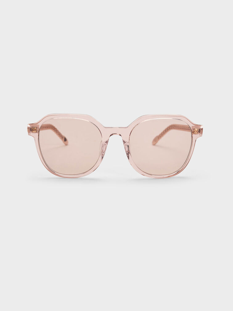 Recycled Acetate Chain-Link Sunglasses, Pink, hi-res