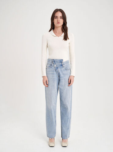 Bow Square-Toe Pumps, Chalk, hi-res