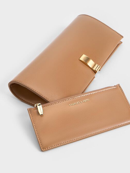 Wisteria Metallic-Accent Clutch, Tan, hi-res