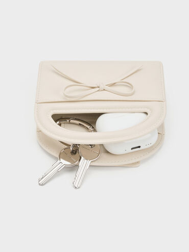 Reese Bow Top Handle Wristlet, Cream, hi-res