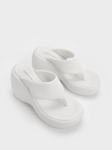 Noemi Platform Wedges, White, hi-res