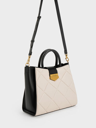 Vertigo Quilted Two-Tone Tote Bag, Multi, hi-res