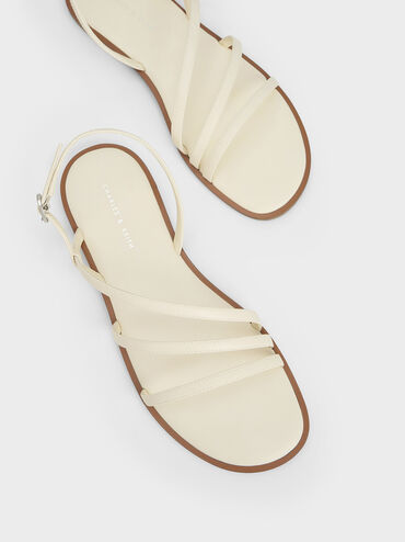 Asymmetric Triple-Strap Sandals, Chalk, hi-res