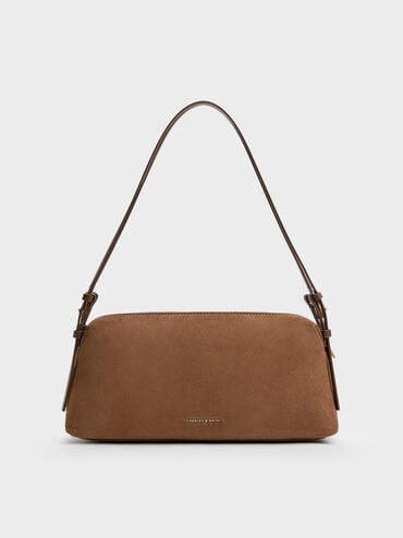 Deyna Recycled Suede Double-Strap Shoulder Bag, Mocha Brown, hi-res