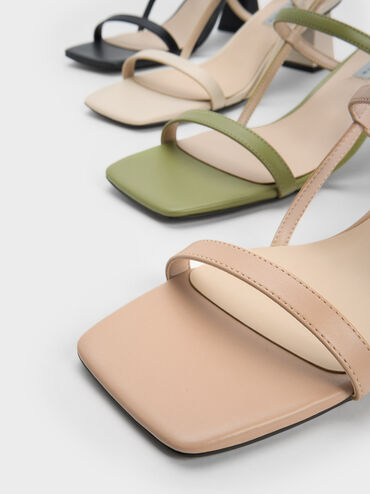 Square-Toe Strappy Sandals, Sage Green, hi-res