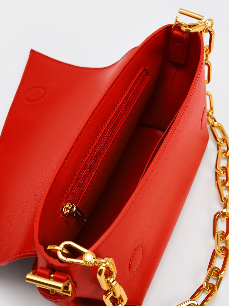 Boaz Geometric Front Flap Bag, Red, hi-res