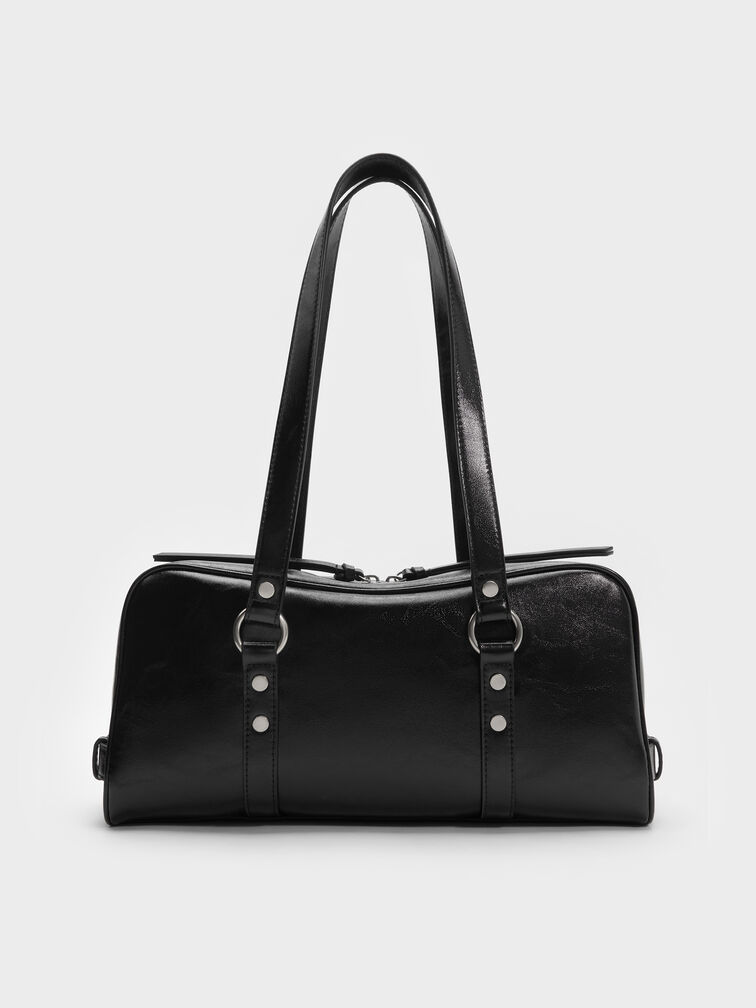 Tatiana Studded Shoulder Bag, Noir, hi-res