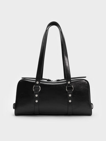 Tatiana Studded Shoulder Bag, Noir, hi-res