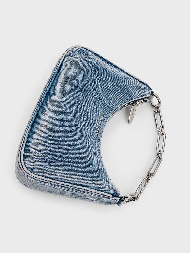 Lane Denim Chain-Strap Shoulder Bag, Denim Blue, hi-res