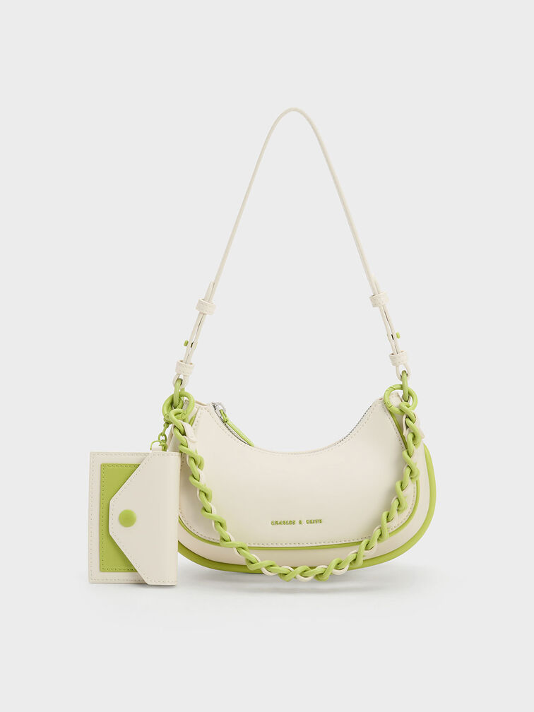 Alouette Curved Shoulder Bag, Cream, hi-res